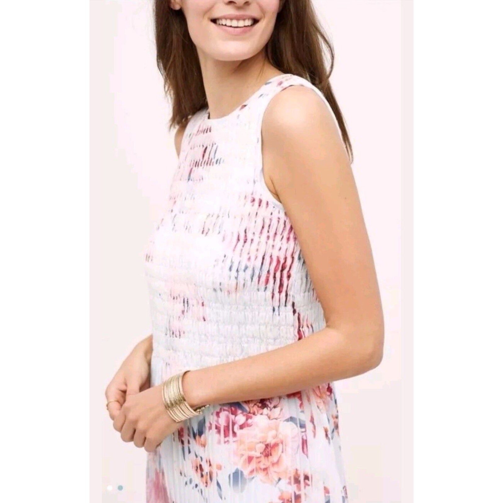 New Anthropologie Kas New York Smocked Floral Mini Dress $148 Small