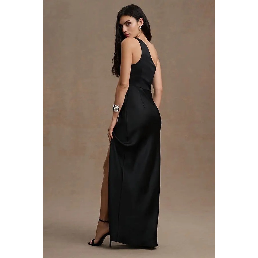 Anthropologie BHLDN Dylan One-Shoulder Satin Side-Slit Gown $248 PLUS 22W