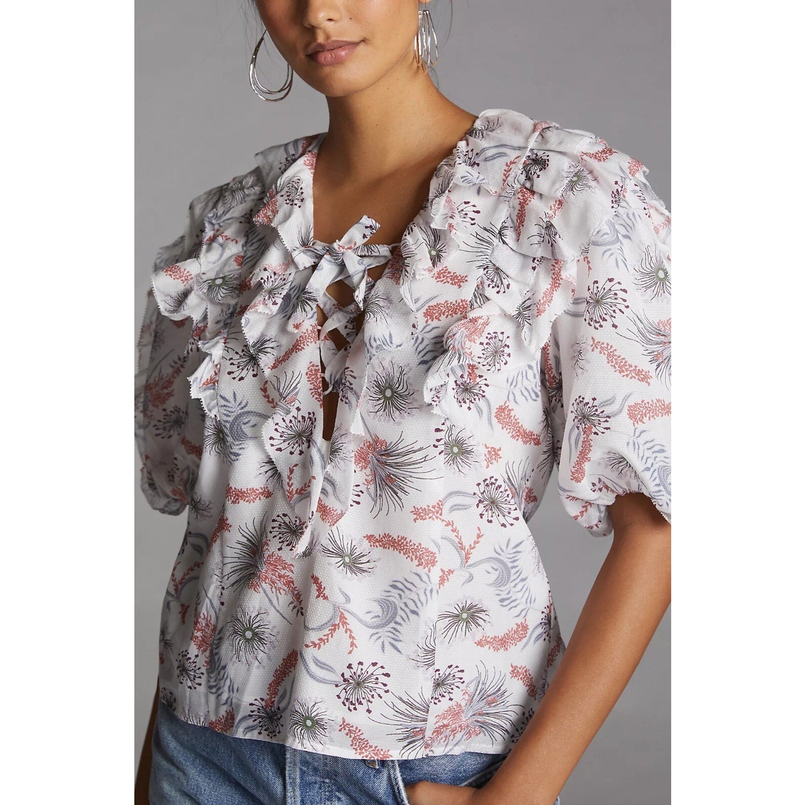 NEW Anthropologie Magali Pascal Wildflower Ruffled Blouse Size Small