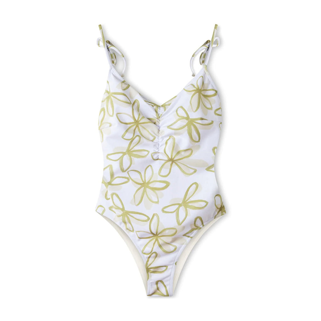 New Free People by Zulu & Zephyr Olive Flower One-Piece $180 Sz 10 Green Floral