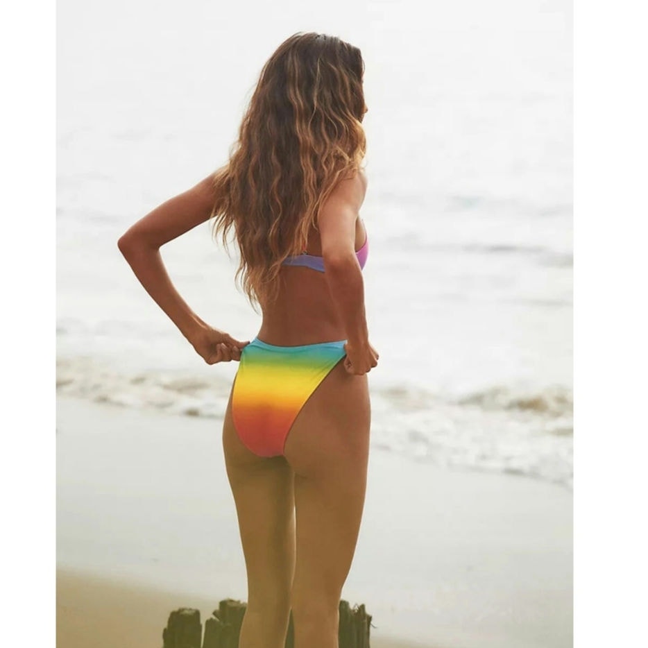 New FREE PEOPLE Monica Hansen Paradise City OnePiece Swimsuit $240 LARGE Rainbow