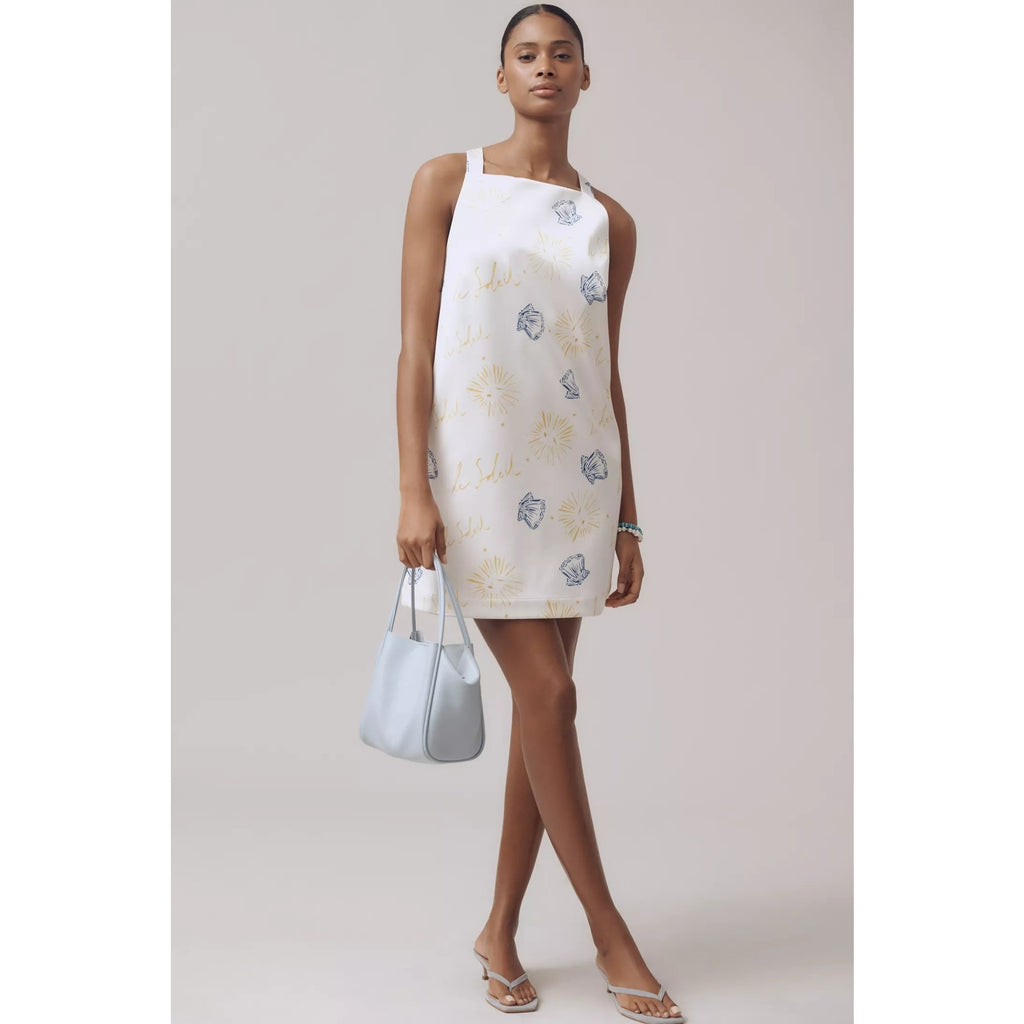 Anthropologie Maeve Sleeveless Square-Neck Shift Mini Dress $178 Medium Ivory