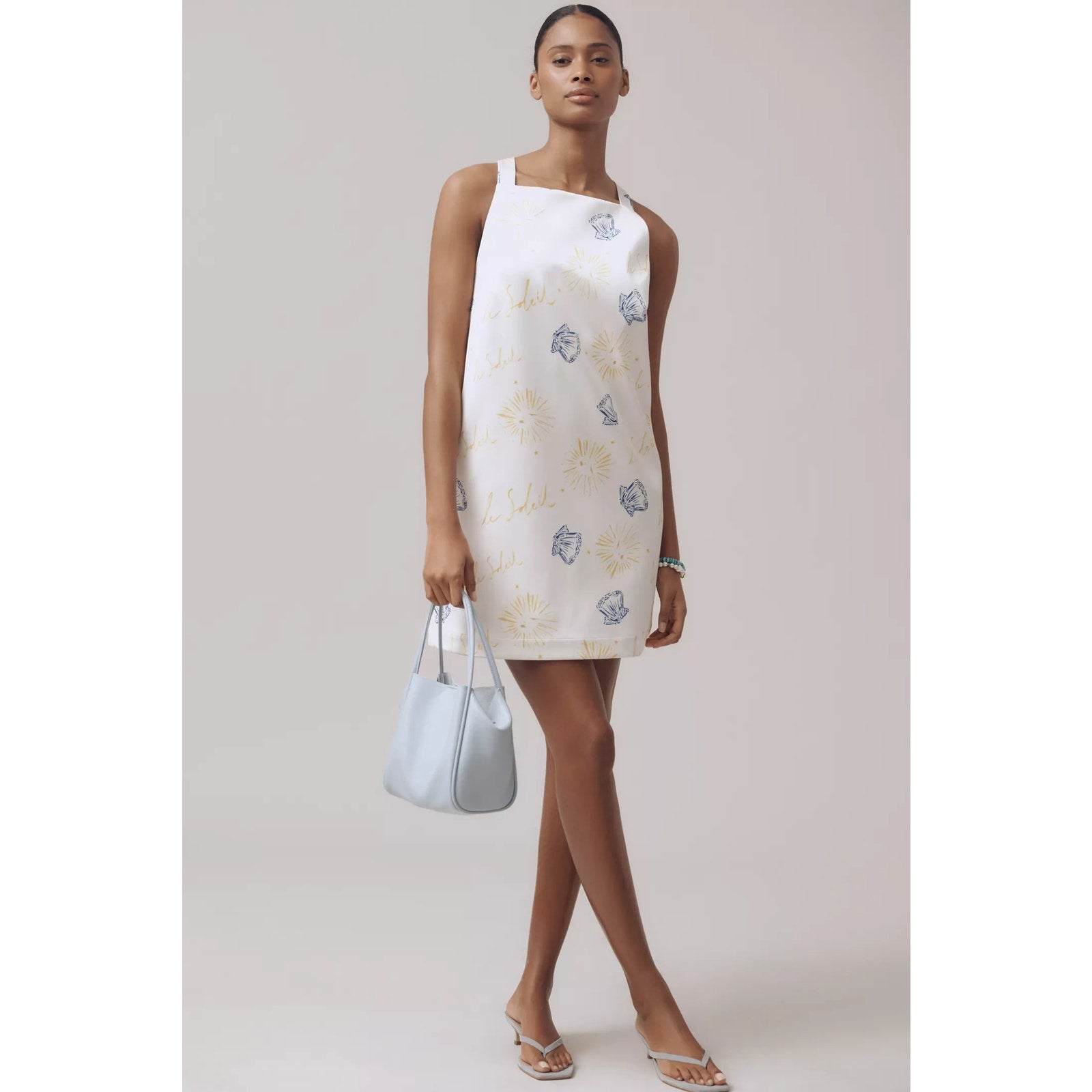 Anthropologie Maeve Sleeveless Square-Neck Shift Mini Dress $178 Medium Ivory