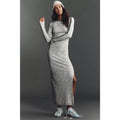 Anthropologie Daily Practice Long-Sleeve Fitted Midi Dress LARGE Gray Anthropologie