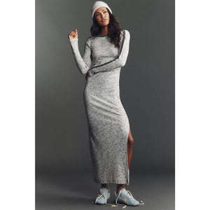 Anthropologie Daily Practice Long-Sleeve Fitted Midi Dress LARGE Gray