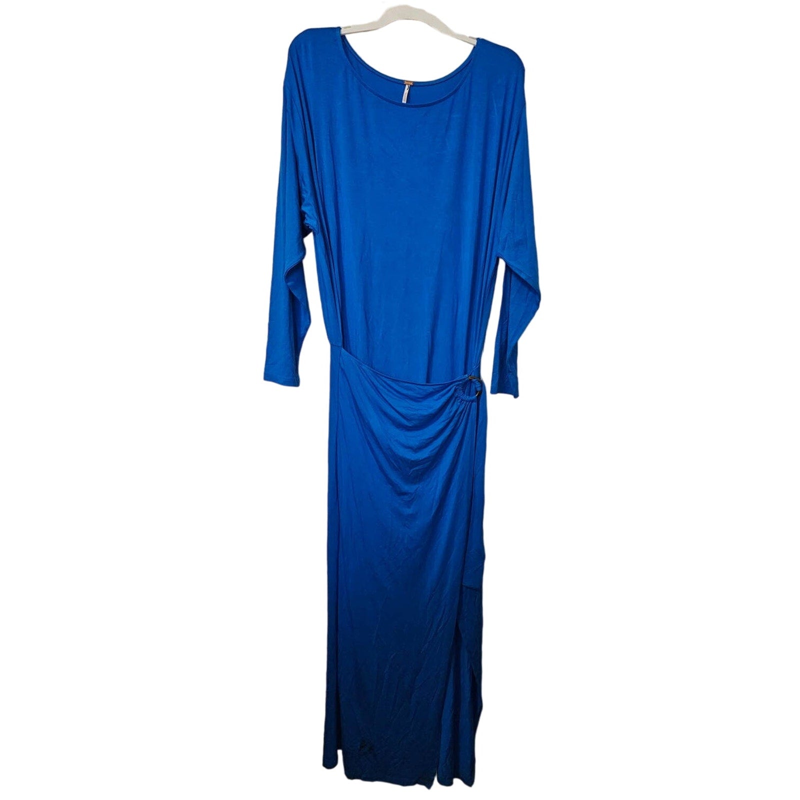 Free People Alyssa Long Sleeve Wrap Dress Maxi SMALL Blue Free People