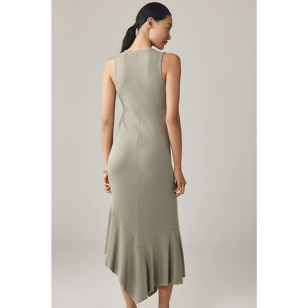 Anthropologie Camel Sleeveless V-Neck Midi Dress