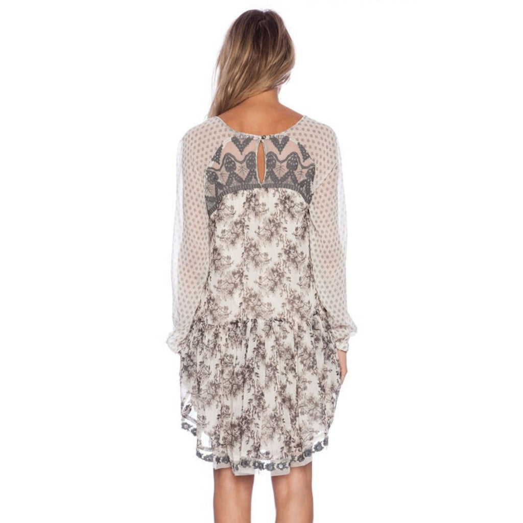 Free people Elsie Sheer Lace Boho Dress in Midnight Garden Combo Size XS Mini