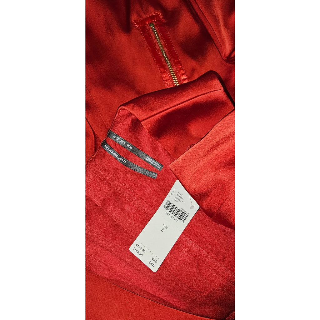 Anthropologie Sleeveless Square-Neck Shift Mini Dress SIZE 8 Red SATIN Anthropologie