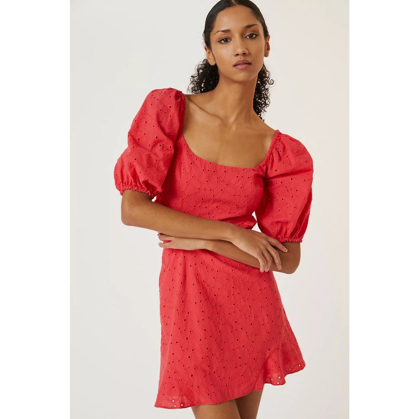 NEW Anthropologie Hutch Puff-Sleeve Cut-Out Mini Dress Size 8