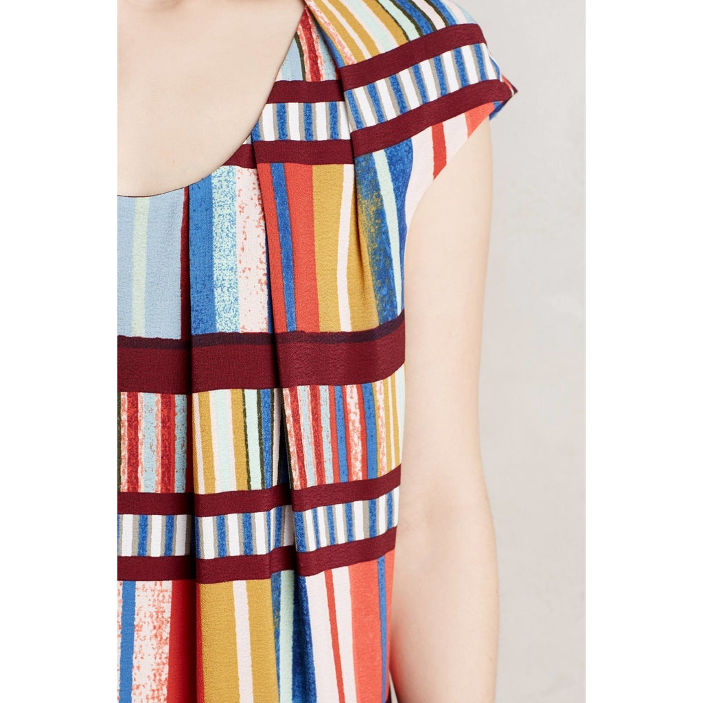 NEW Anthropologie Maeve Au Revoir Tunic Mini Dress Size 6 Red Multicolor Striped