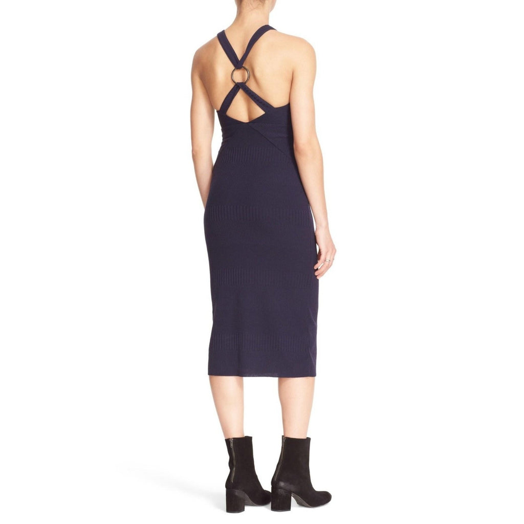NEW Free People All The Right Angles Midi Dress $148 Blue Size Small Racer Back