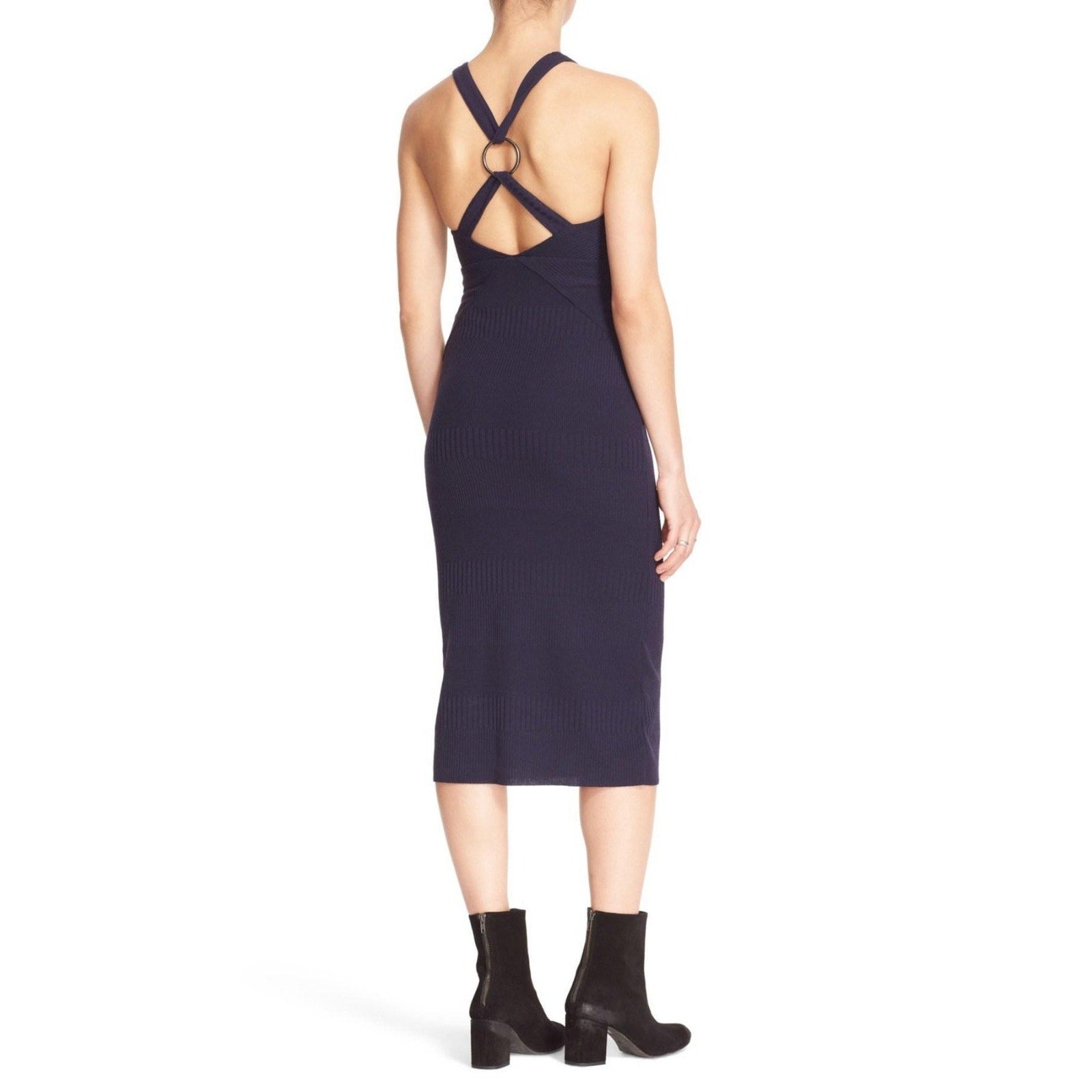 NEW Free People All The Right Angles Midi Dress $148 Blue Size Small Racer Back