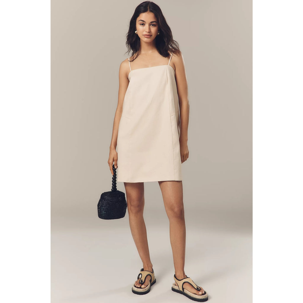 Anthropologie Mare Mare Linen Blend Square-Neck A-Line Mini Dress Small Anthropologie