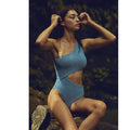 New Free People Beach Riot Celine Shine One-Piece $148  X-SMALL Blue Metallic