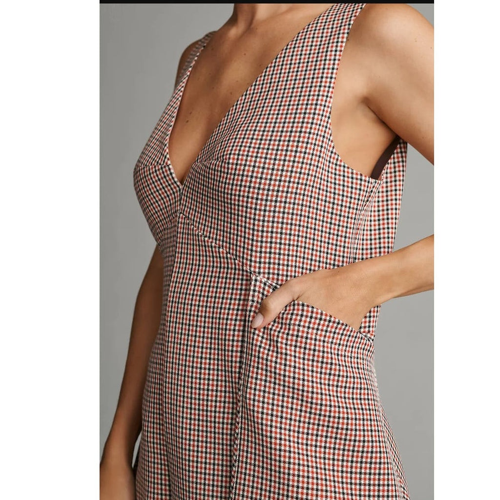 Anthropologie Mare V-Neck Mini-Check Romper