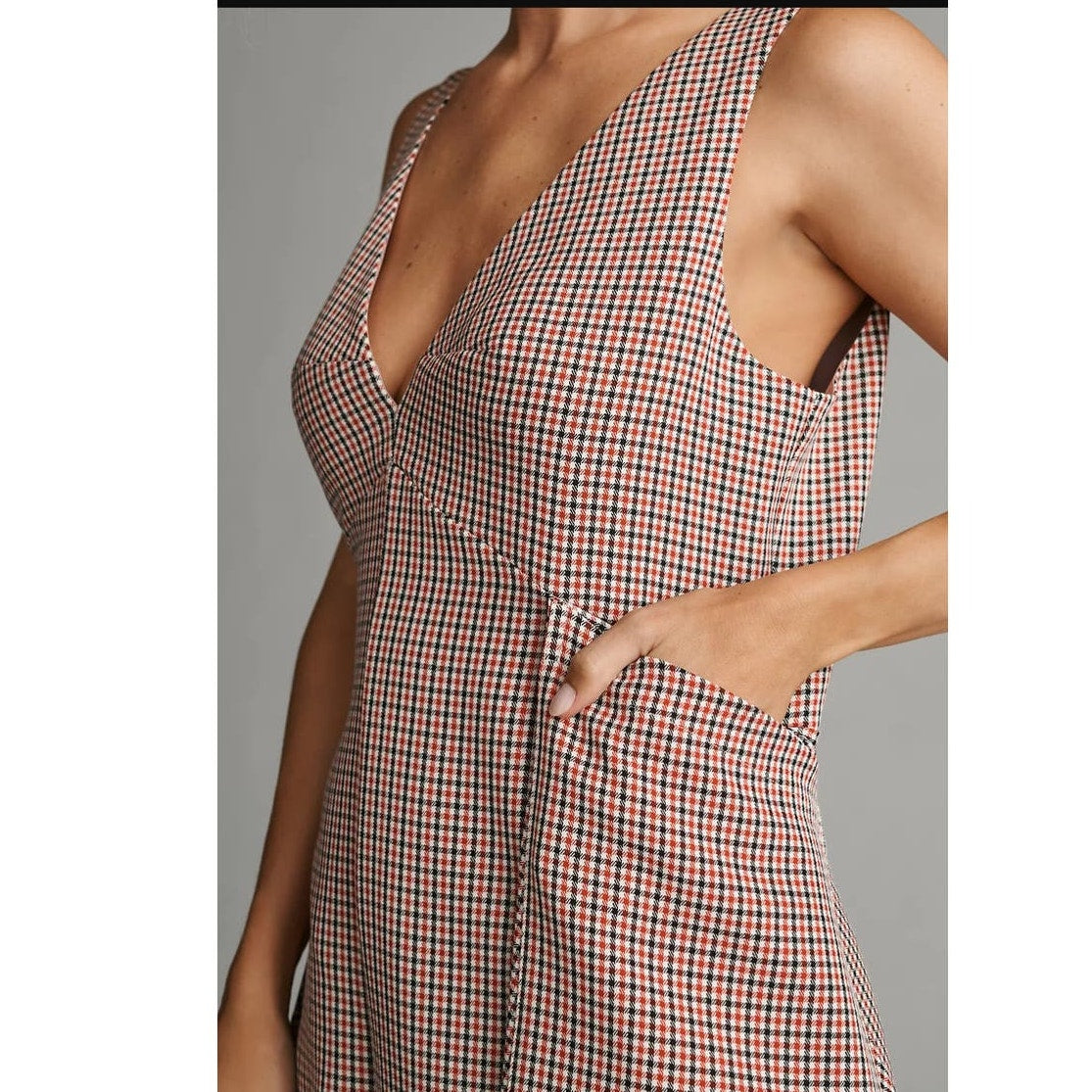 Anthropologie Mare V-Neck Mini-Check Romper