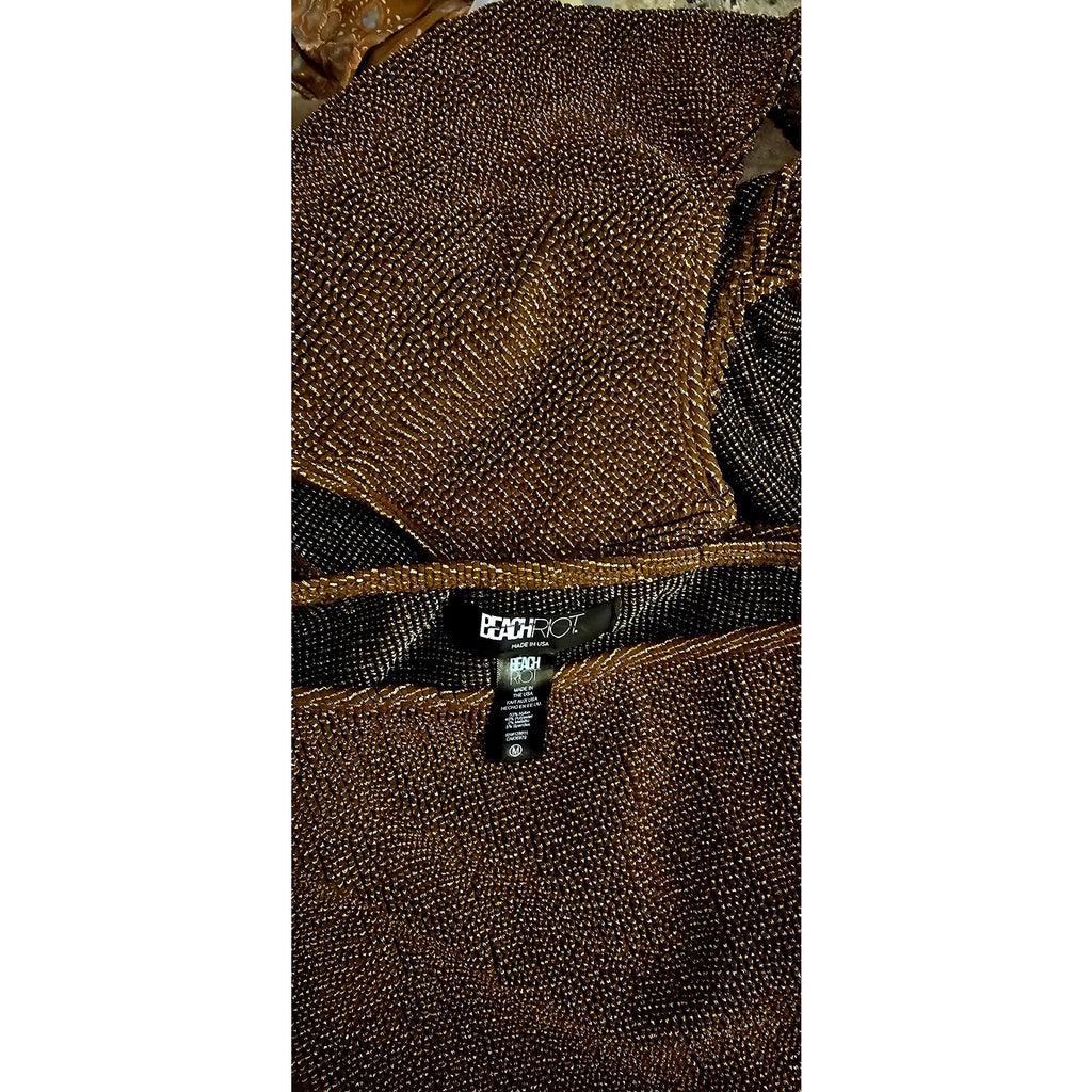 FREE PEOPLE Beach Riot Ritzy Celine One-Piece MEDIUM Brown Metallic Free People