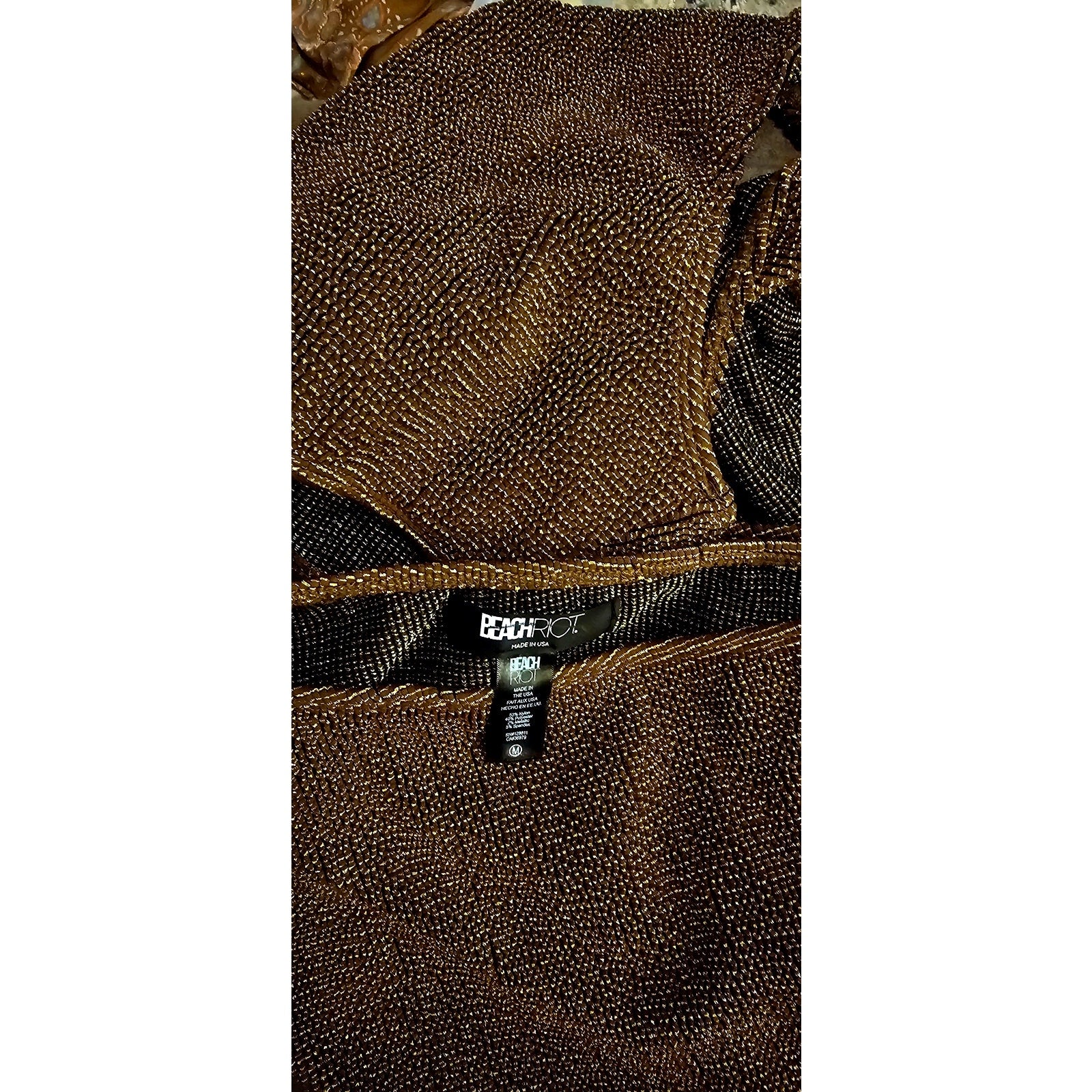 FREE PEOPLE Beach Riot Ritzy Celine One-Piece MEDIUM Brown Metallic Free People
