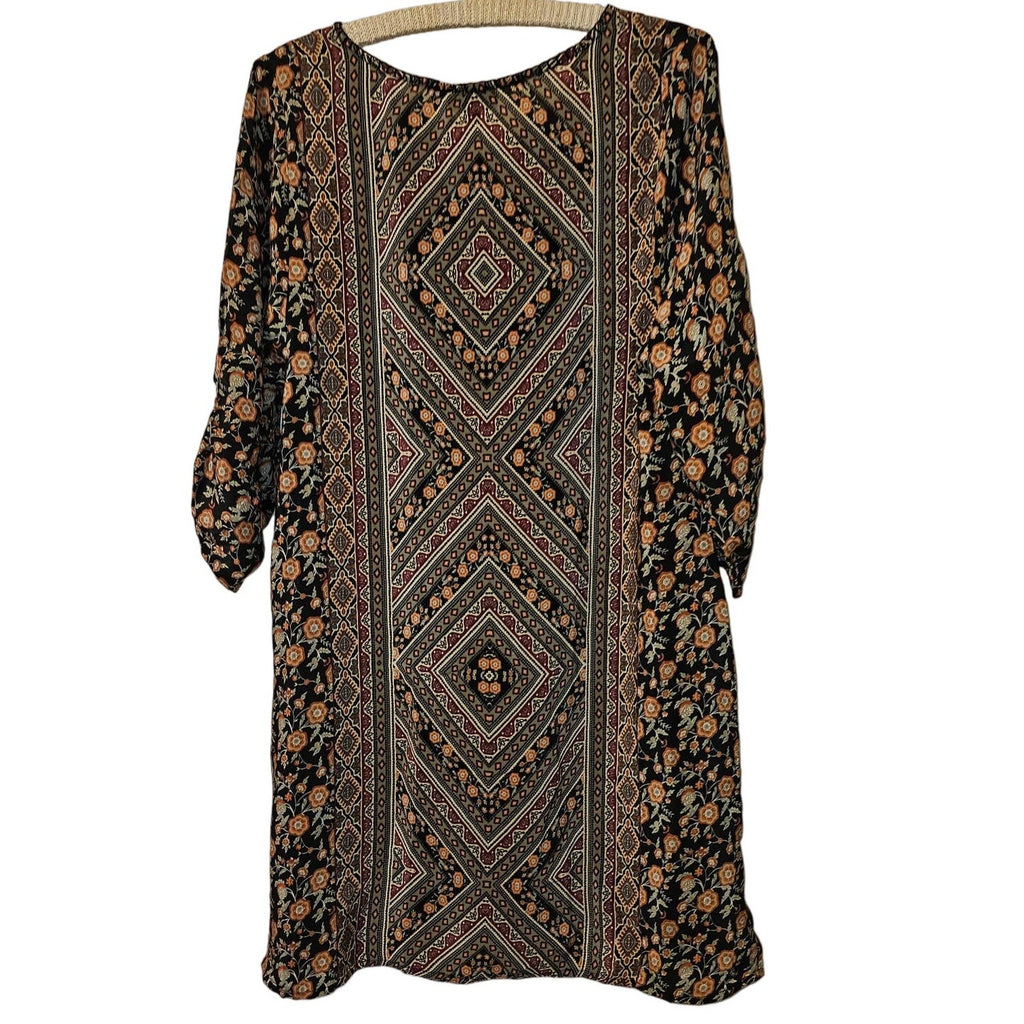 New Tolani Ruched Sleeve Silk Dress Size Small Tasseled Tie-neck