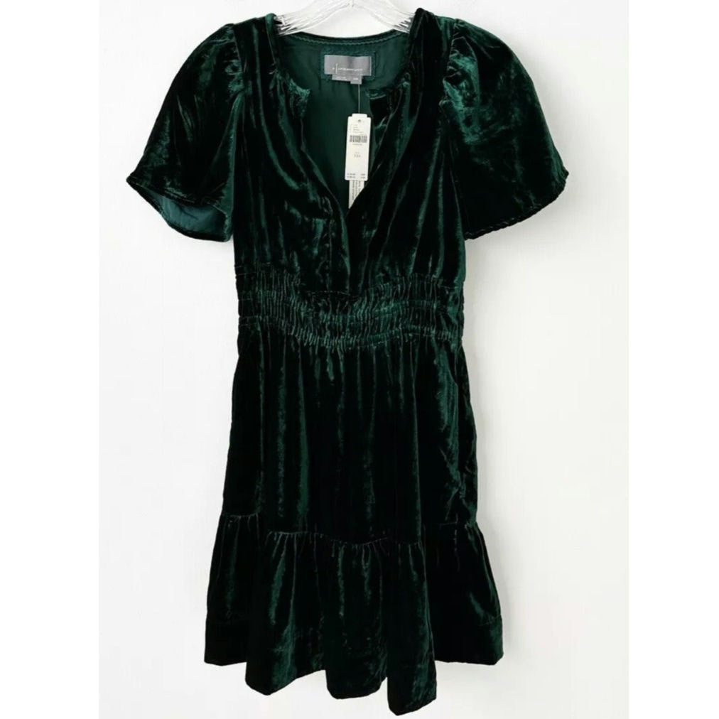 New Anthropologie The Somerset Mini Dress: Velvet Edition $168 XXS - 00 Holly