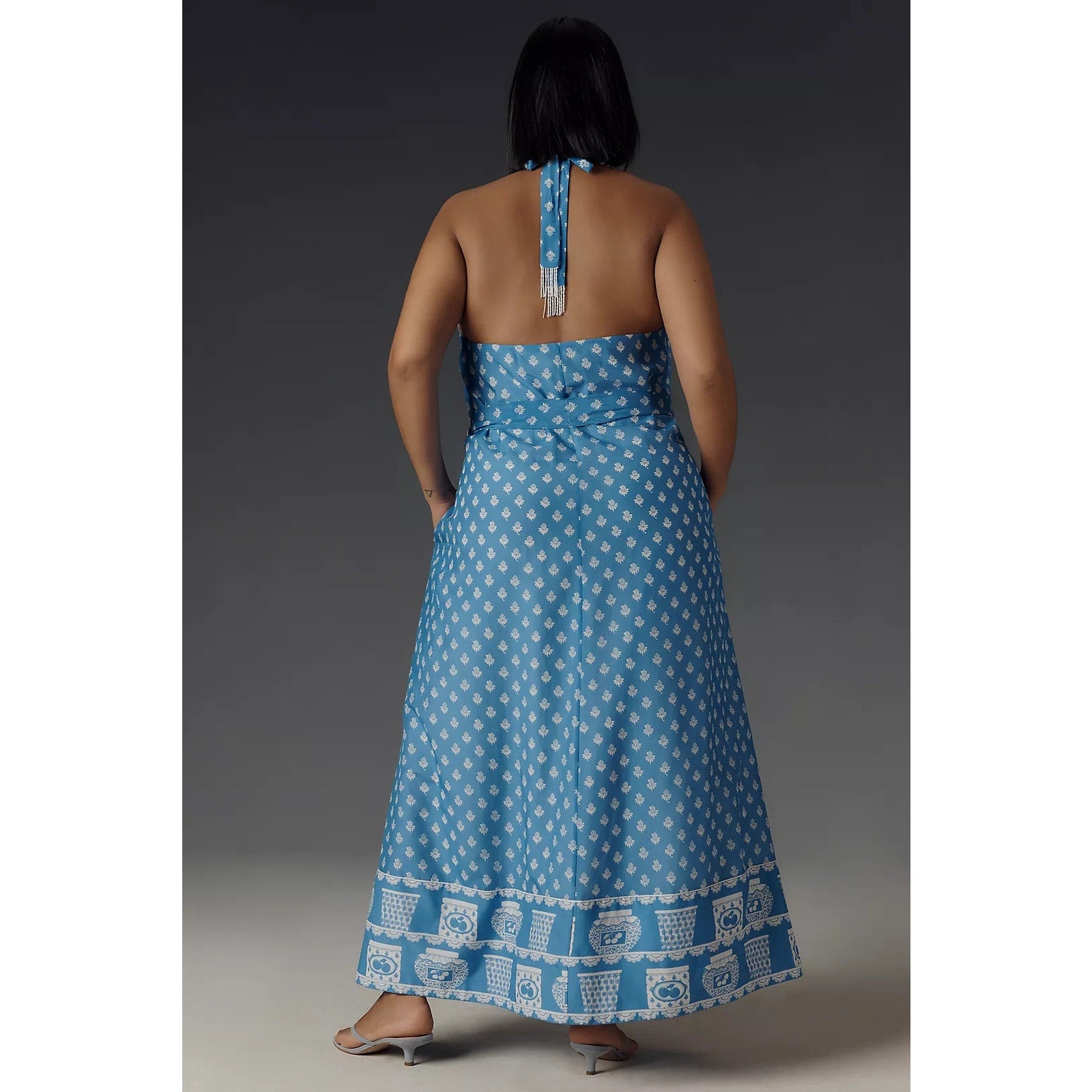 Anthropologie Rachel Antonoff Rainey Halter Maxi Dress PLUS 1X Blue Anthropologie