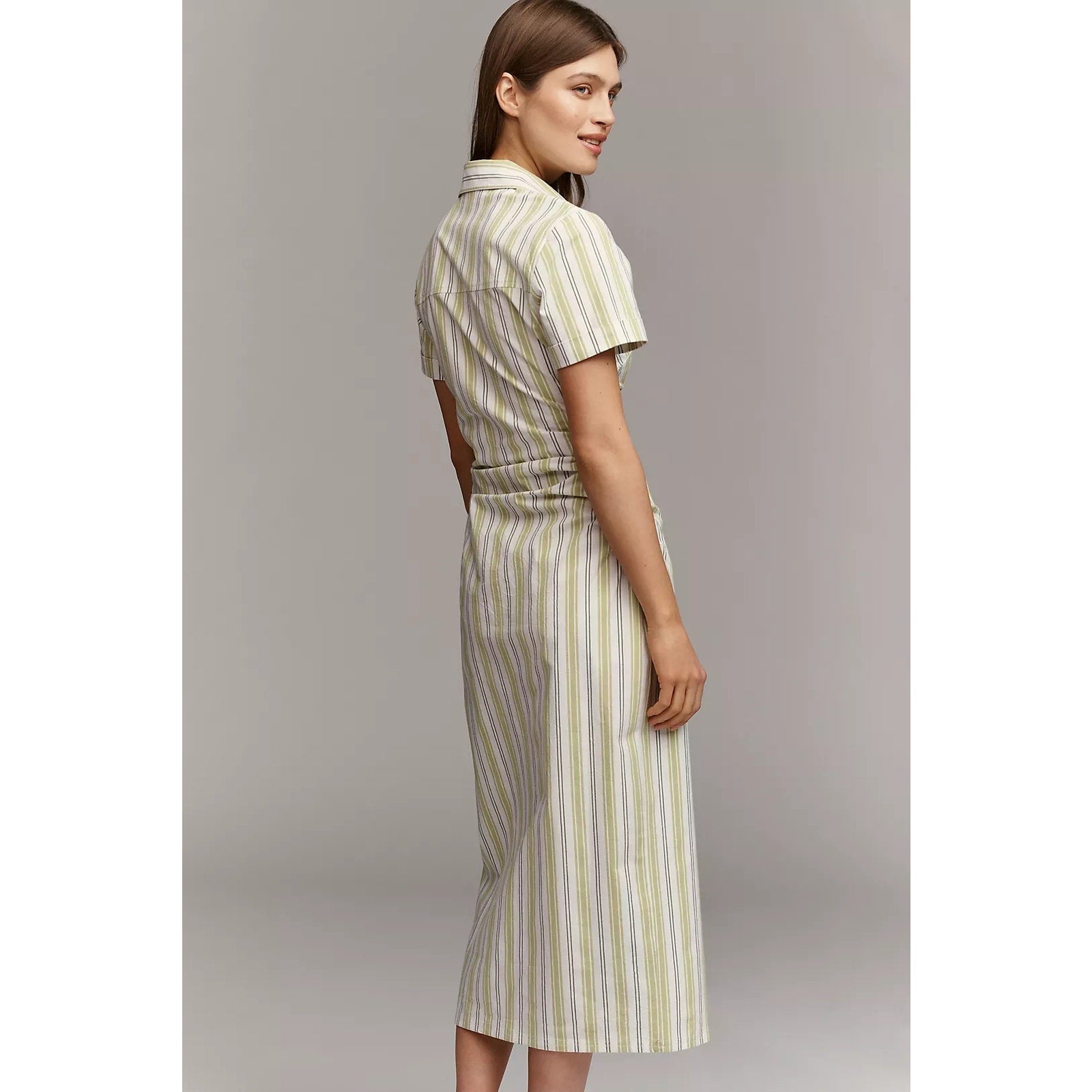Anthropologie Greer Midi Shirtdress by Pilcro MEDIUM Green Stripe Anthropologie