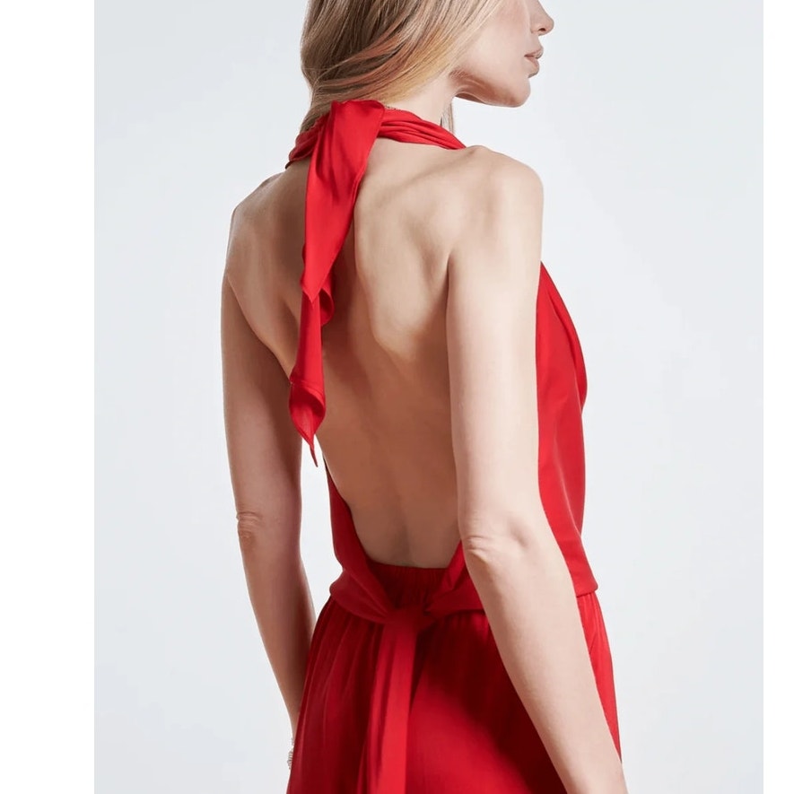 New FREE PEOPLE Puna Pondy Pants Set by Nouvelle Silk95Five $620 XS Red