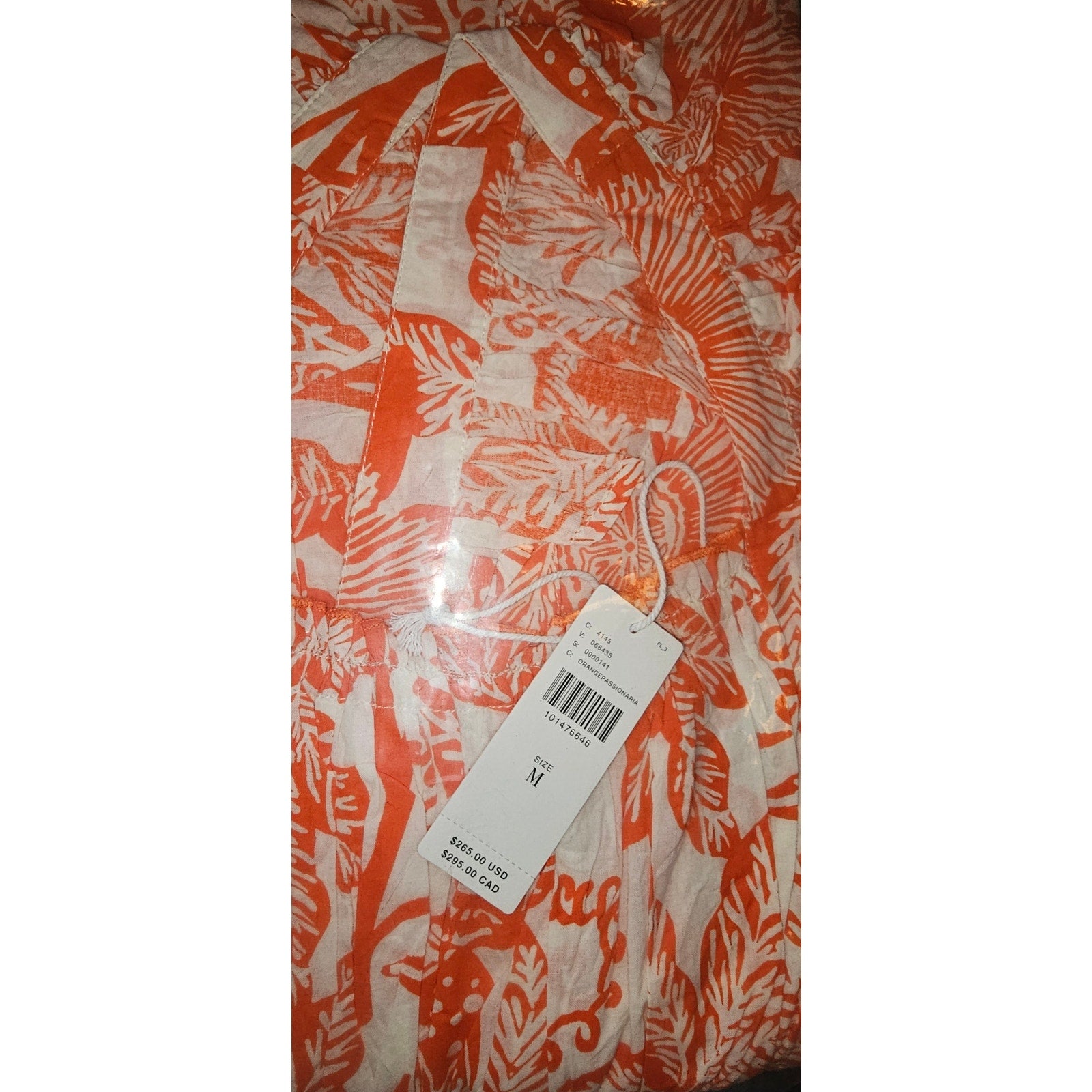ANTHROPOLOGIE Ro's Garden Cotton Flutter-Sleeve Midi Dress Sz M Orange Anthropologie