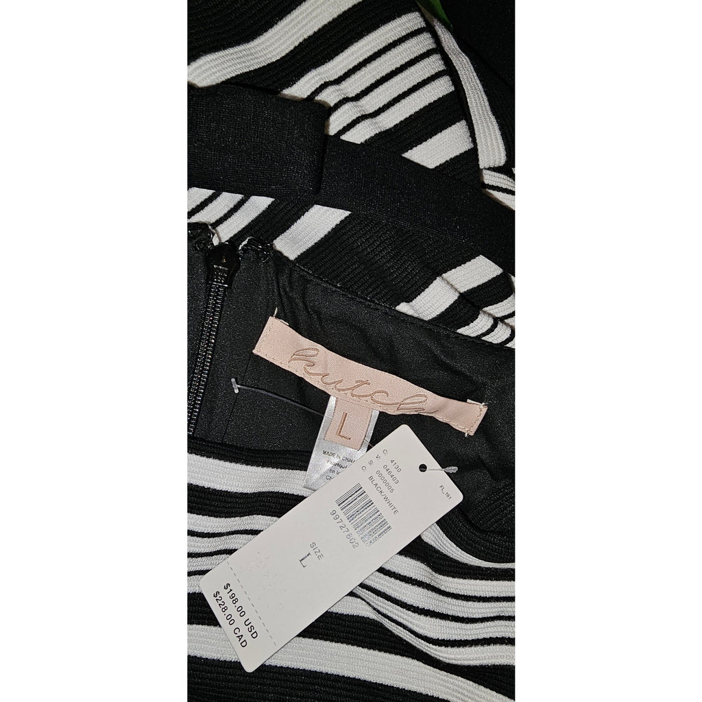 Anthropologie Hutch Sleeveless Square-Neck Knit Mini Dress LARGE B&W Anthropologie