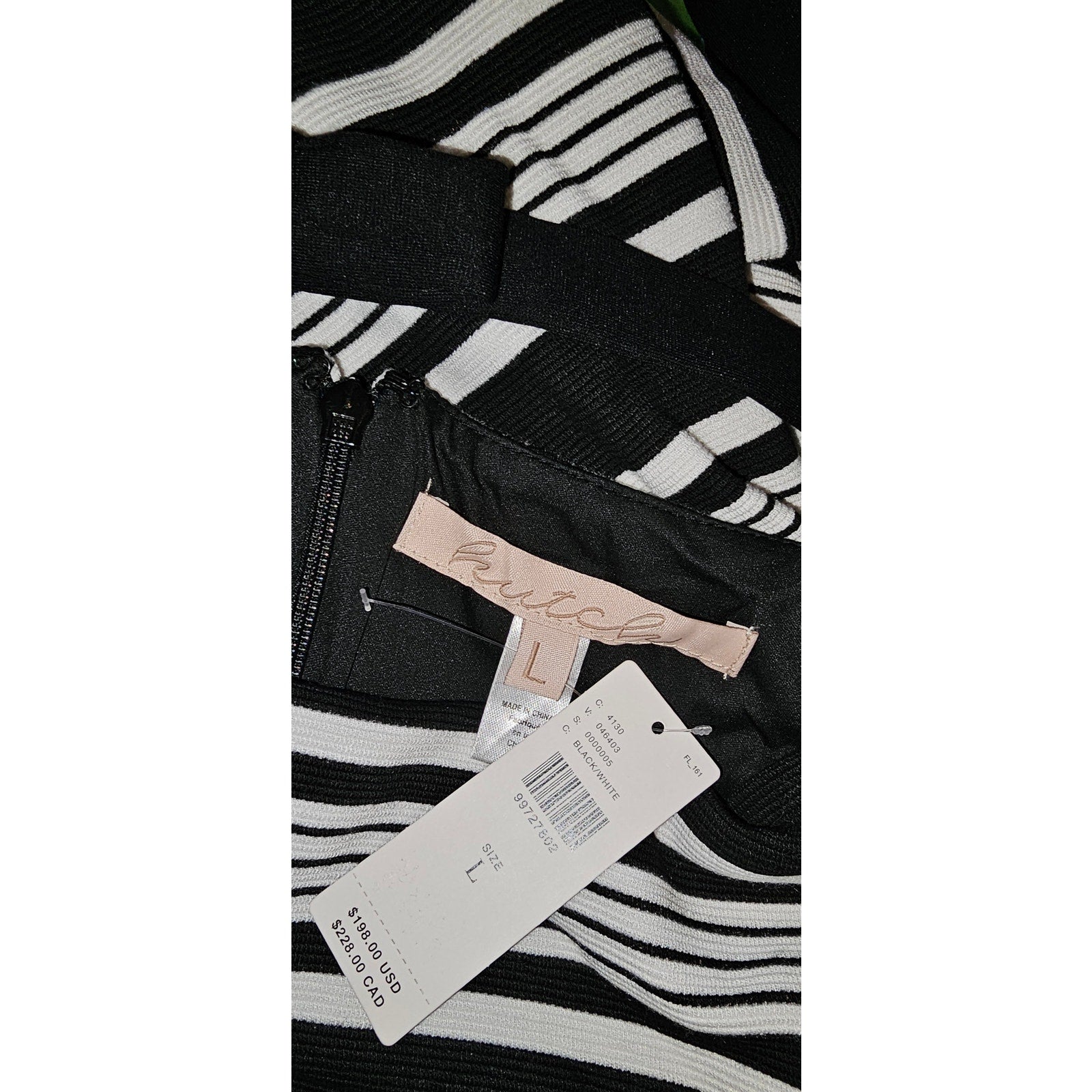 Anthropologie Hutch Sleeveless Square-Neck Knit Mini Dress LARGE B&W Anthropologie