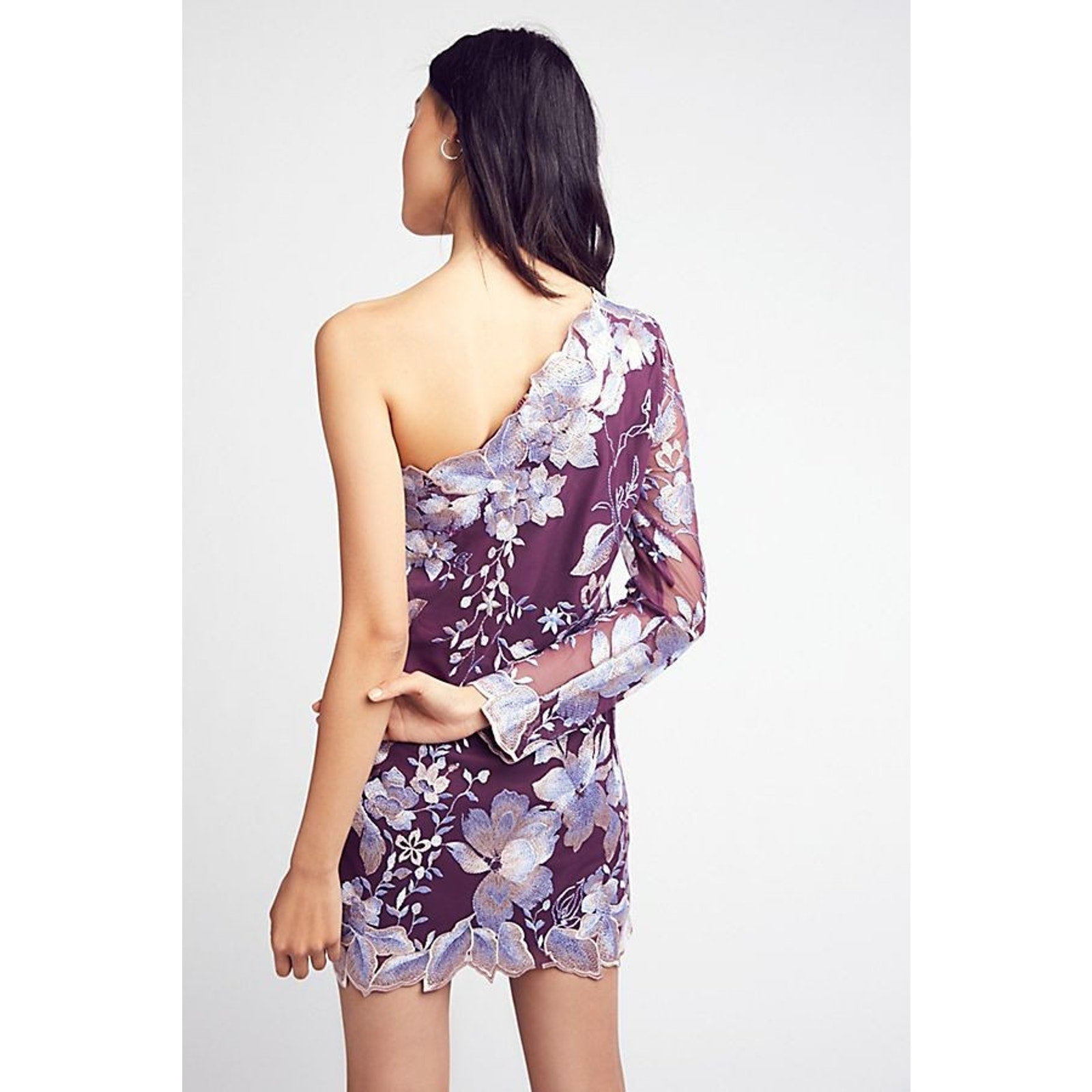 NEW Free People $250 Rosalie Floral Embroidered Mini Dress In Wine Size 6