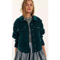 New FREE PEOPLE We The Free Officer Velvet Jacket $198 X-SMALL Emerald Green