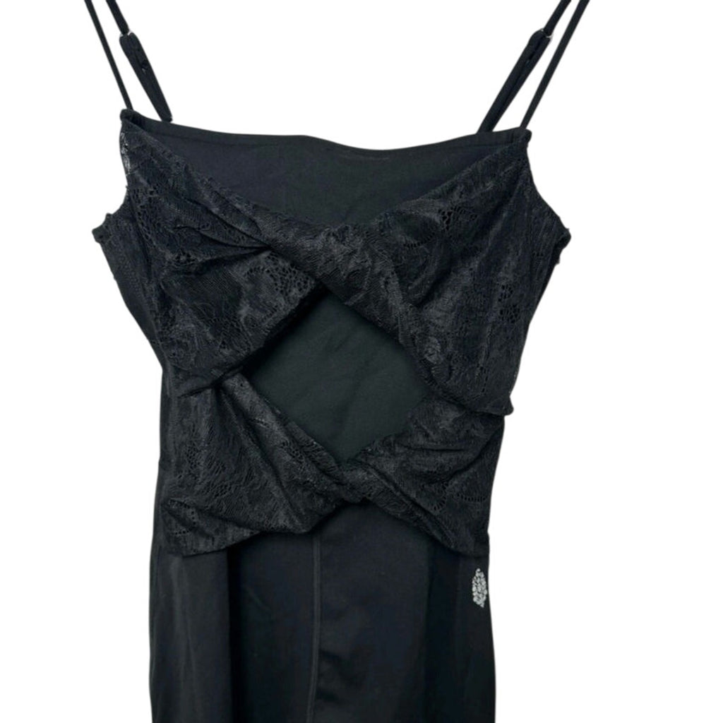 New Free People FP MOVEMENT Lace Me Up Onesie $118 Small Black