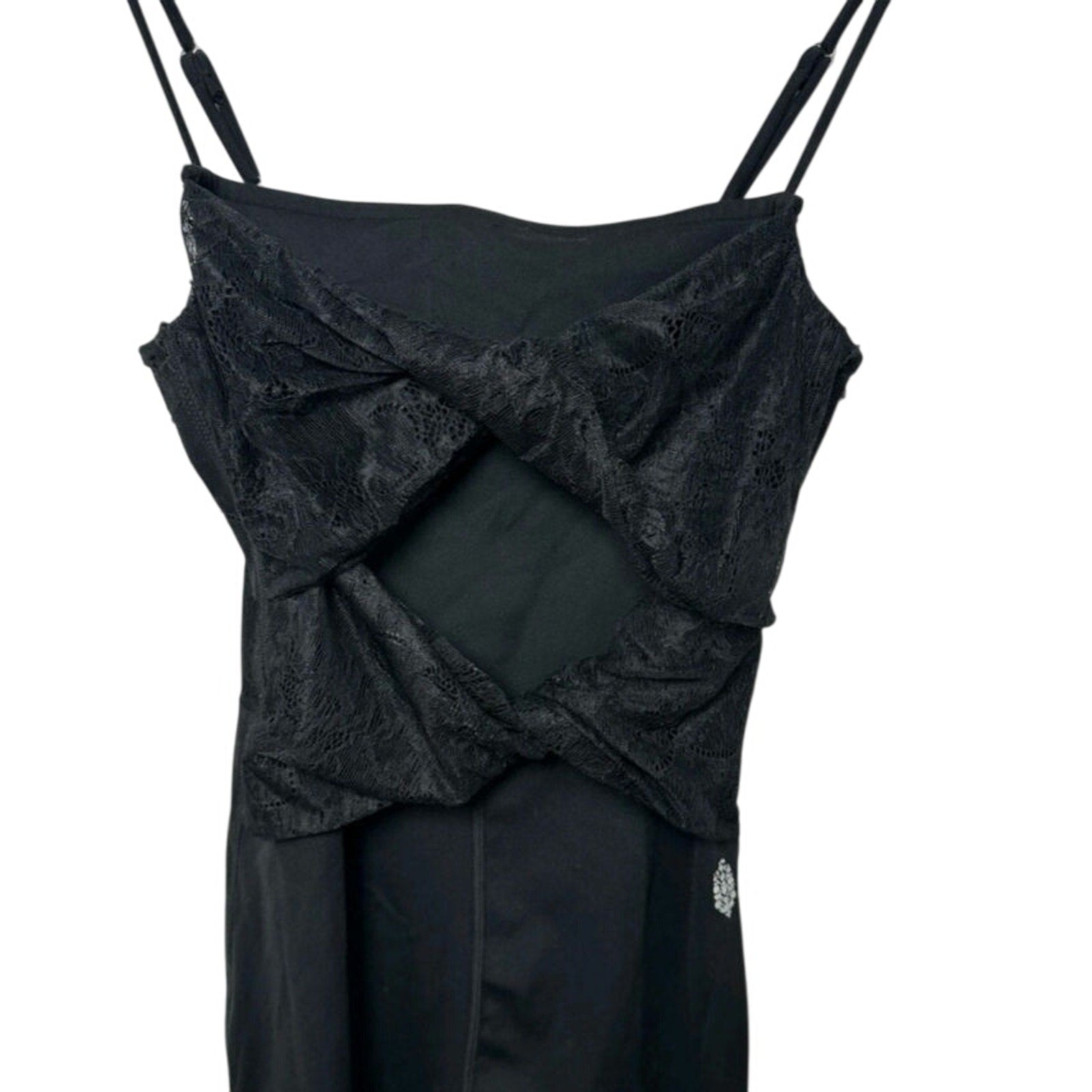 New Free People FP MOVEMENT Lace Me Up Onesie $118 Small Black