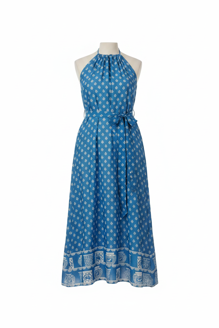 Anthropologie Rachel Antonoff Rainey Halter Maxi Dress PLUS 1X Blue Anthropologie
