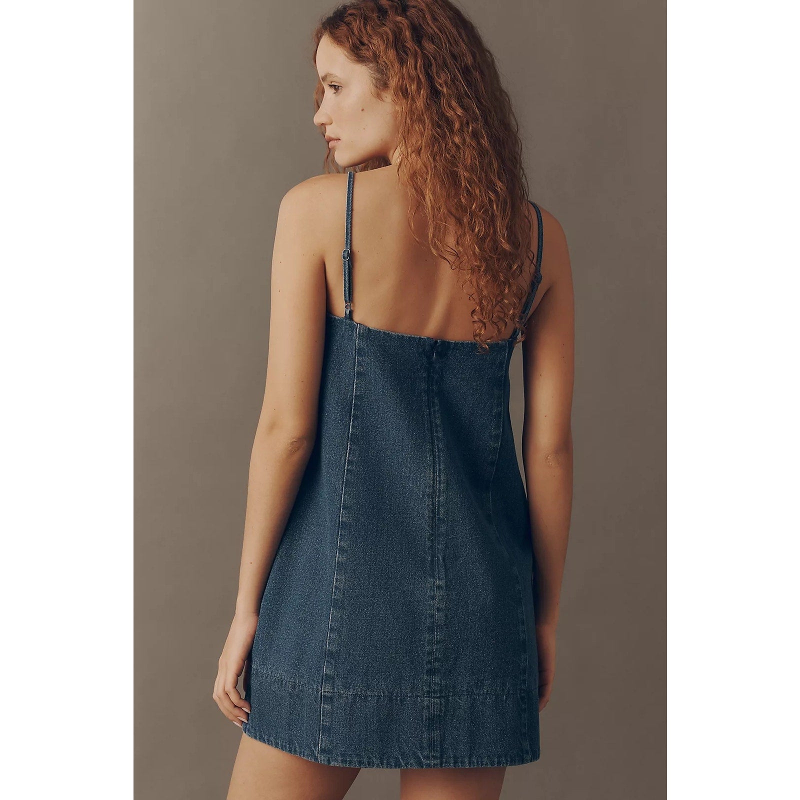 Anthropologie Mare Mare Cotton Denim Square-Neck Mini Dress L/XL Blue Anthropologie
