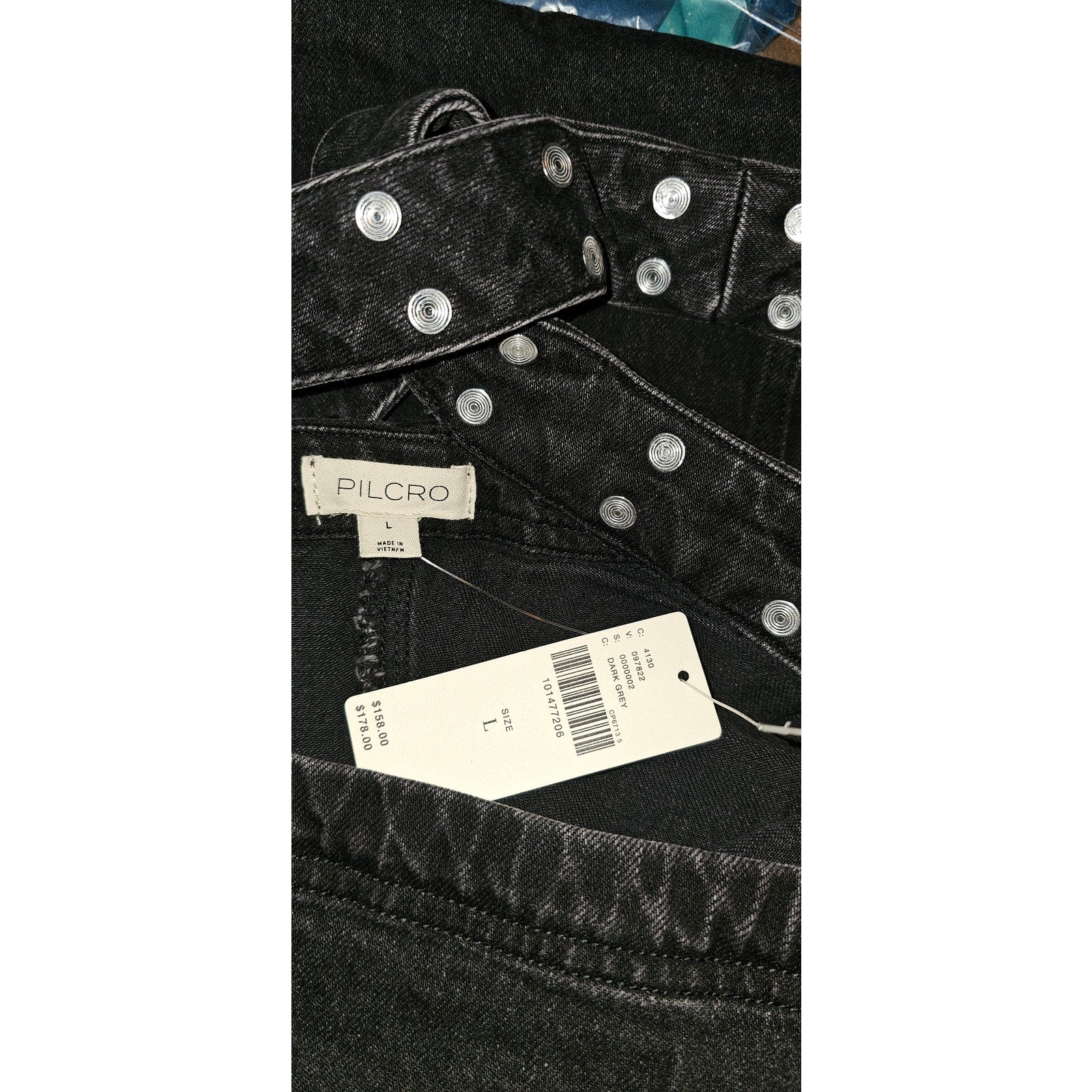 Anthropologie Pilcro Studded Square-Neck Denim Mini Dress