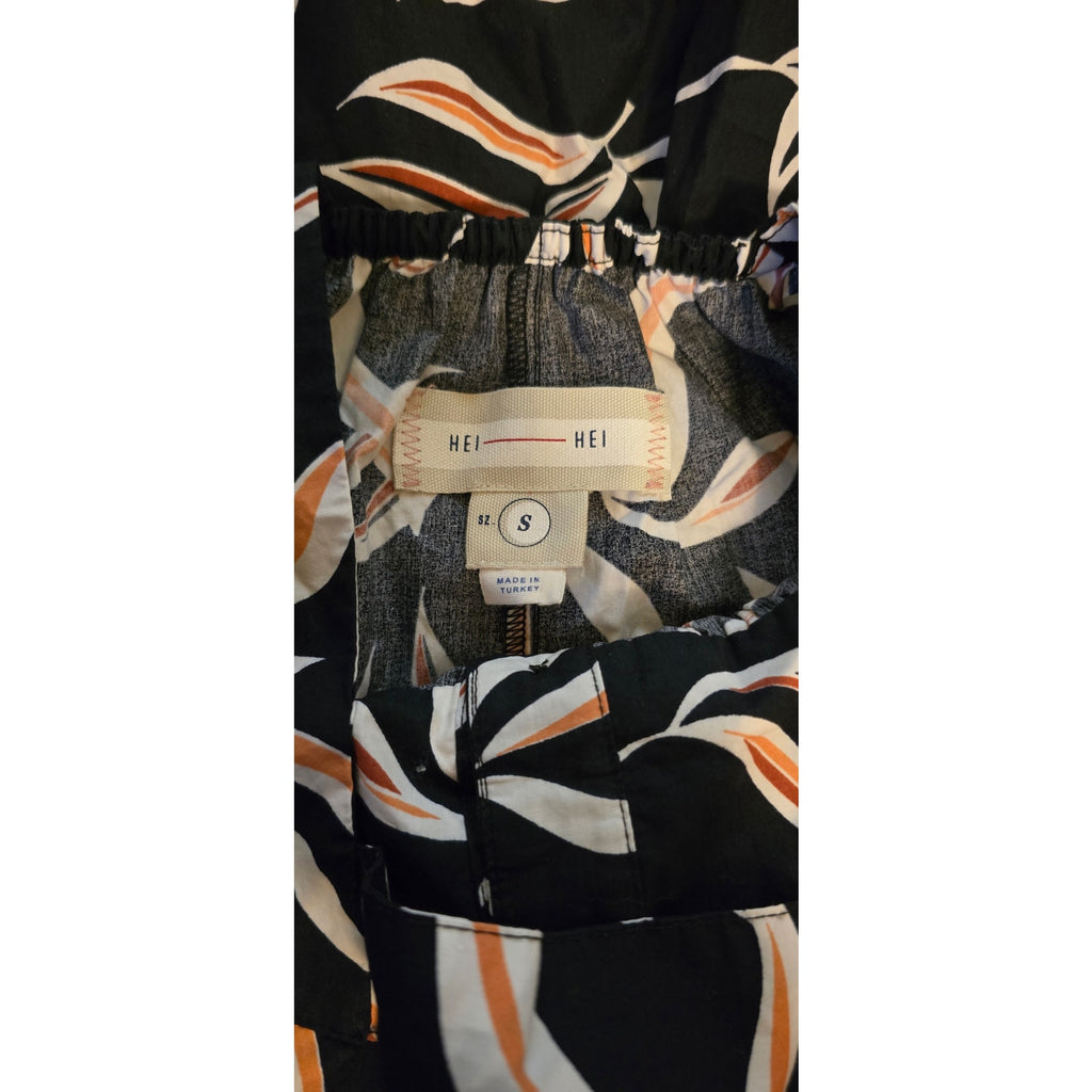 New Anthropologie x Hei Hei Palma Leaf Print Romper $118 Size Small Black