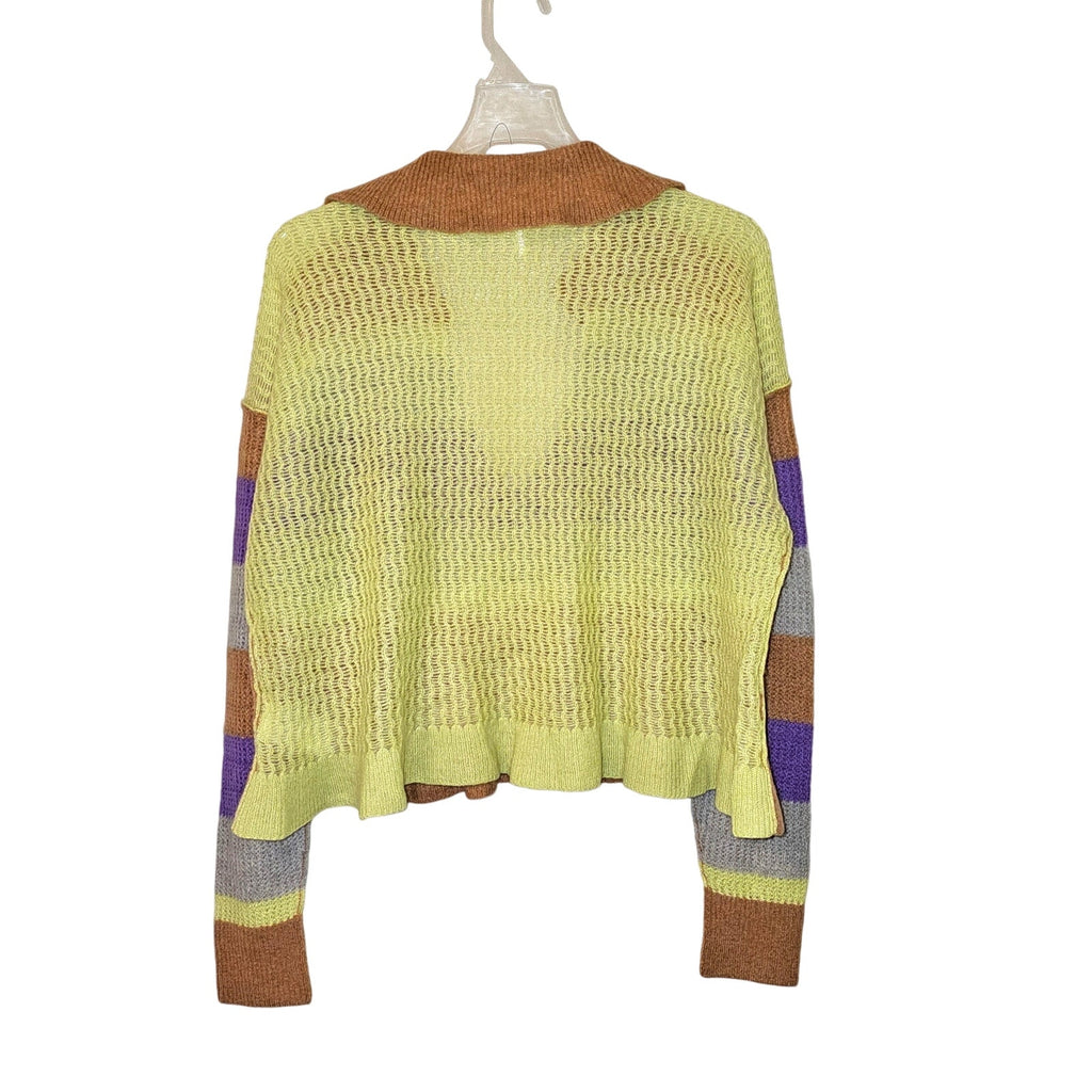 Free People Ives Cashmere Striped Pullover V-neck Sweater