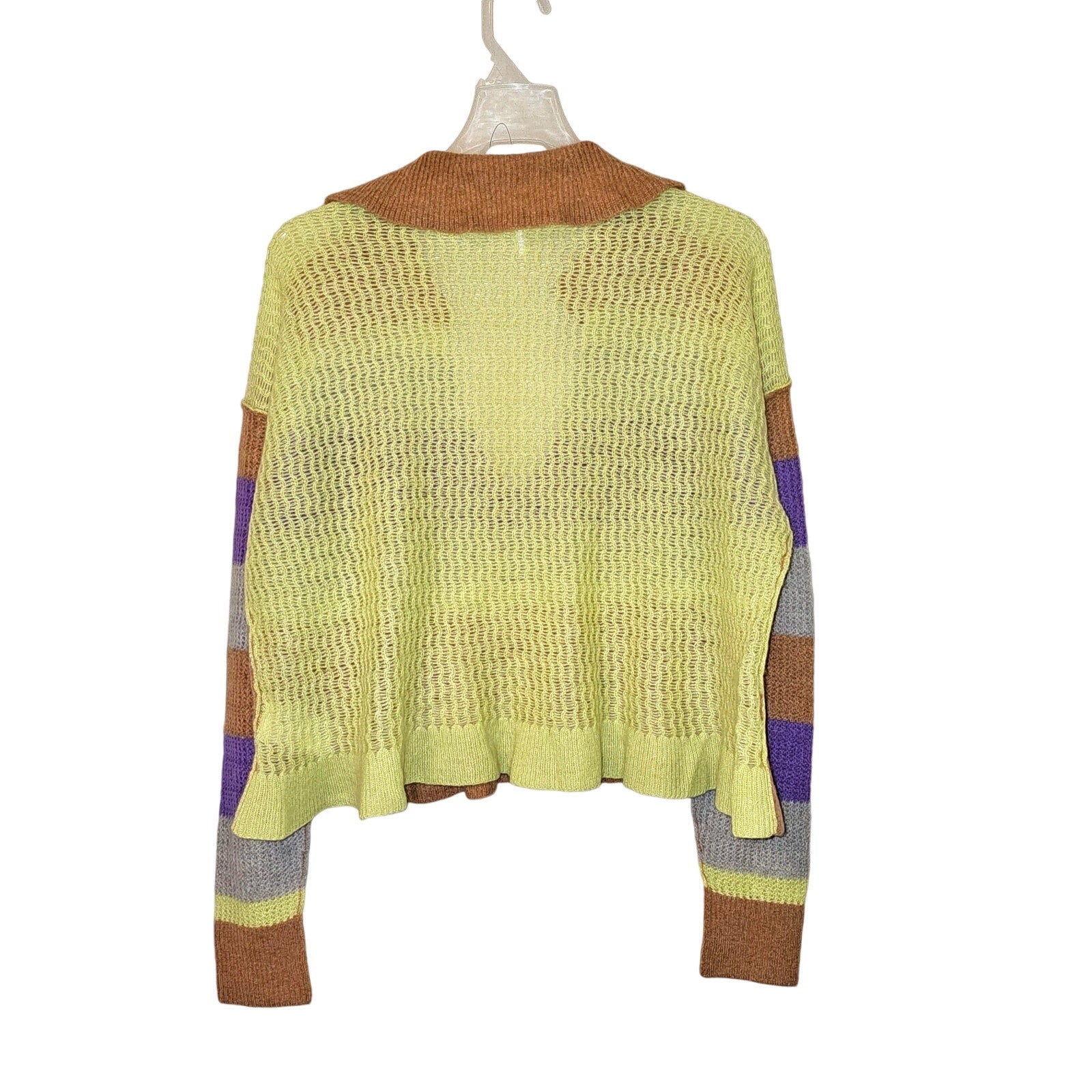 Free People Ives Cashmere Striped Pullover V-neck Sweater