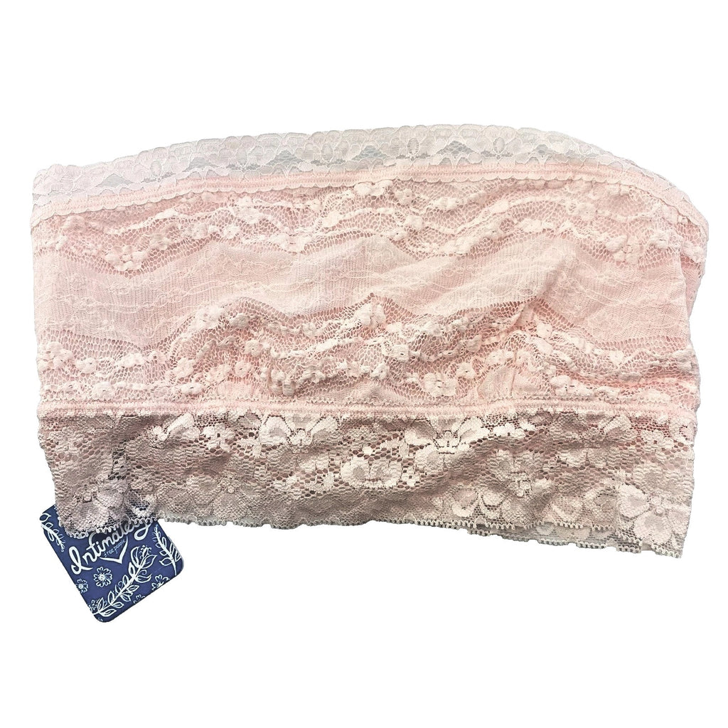 New Free People Floral Lace Trim Bandeau Soft Pink $28 Size Medium
