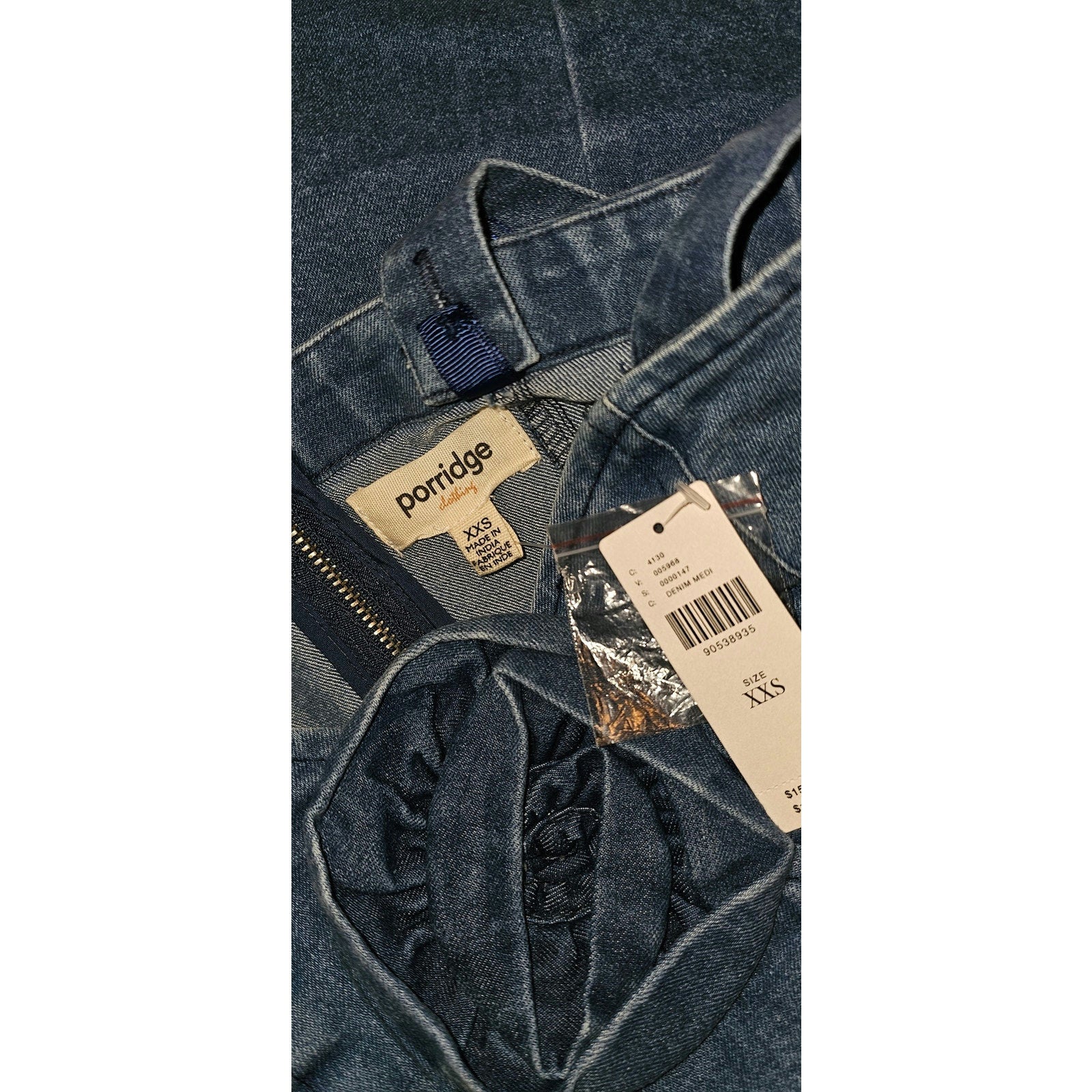 Anthropologie Porridge Rosette Denim Slim Mini Dress XXS Blue Stretchy Anthropologie