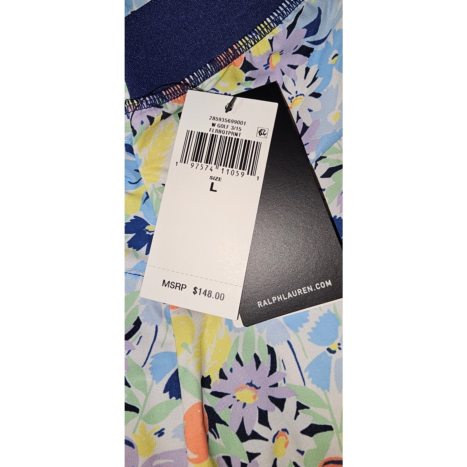 NWT Ralph Lauren 15" Performance Pleated Mini Skort $148 LARGE Floral Ralph Lauren Sport