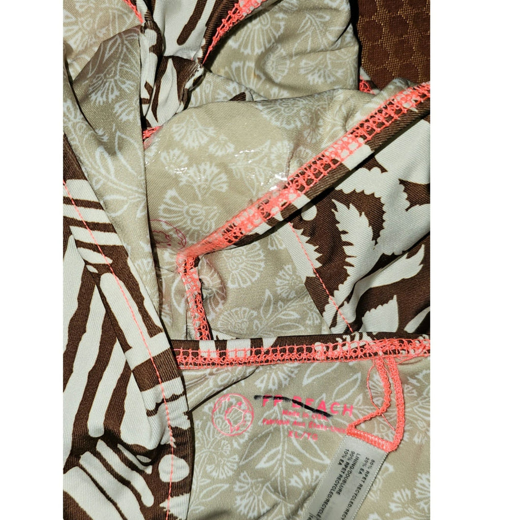 New Free People free-est The Pamela Printed One-Piece Swimsuit $178 XL Brown