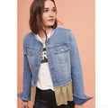 NEW Anthropologie Pilcro Flounced Denim Jacket Size Small