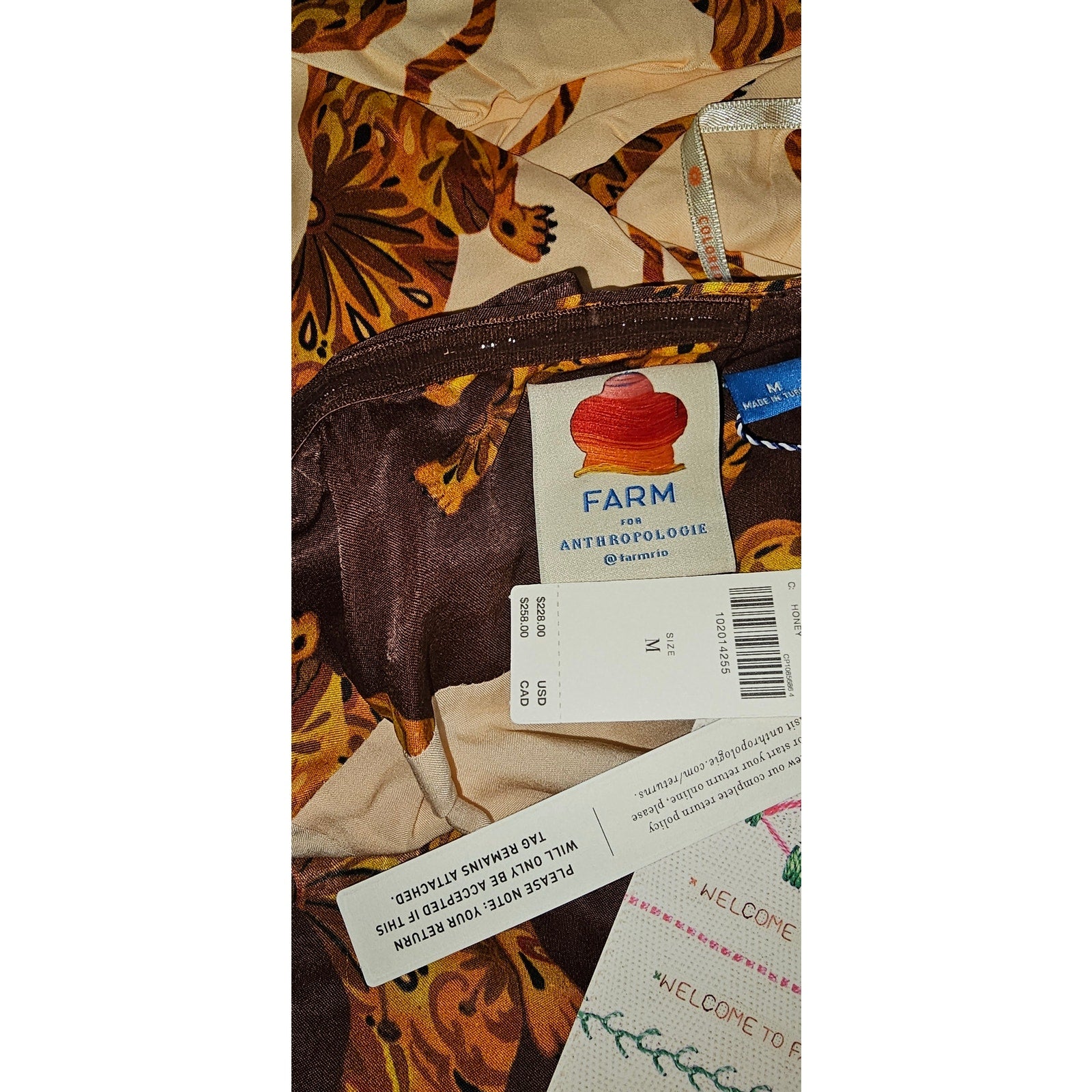 Farm Rio x Anthropologie Tiger Bubble Mini Dress MEDIUM Honey Anthropologie