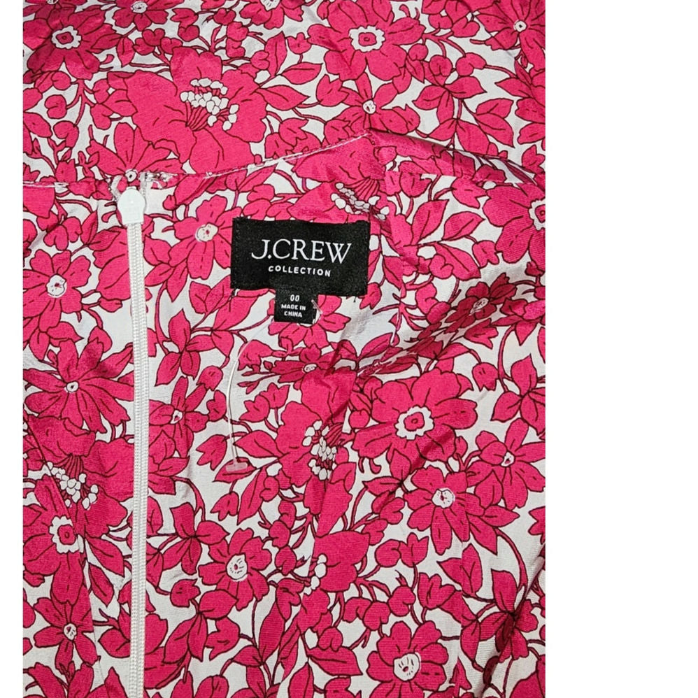 J CREW Collection Puff Sleeve V-neck Drapey Floral Maxi Dress $298 Size 00