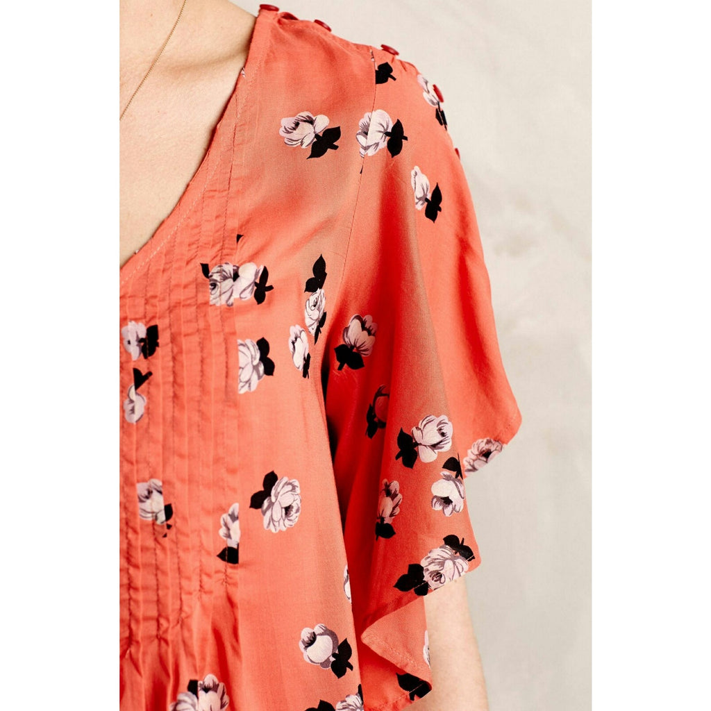 NEW Anthropologie Maeve Women's Orange Fluttered Maya Blouse Size 6