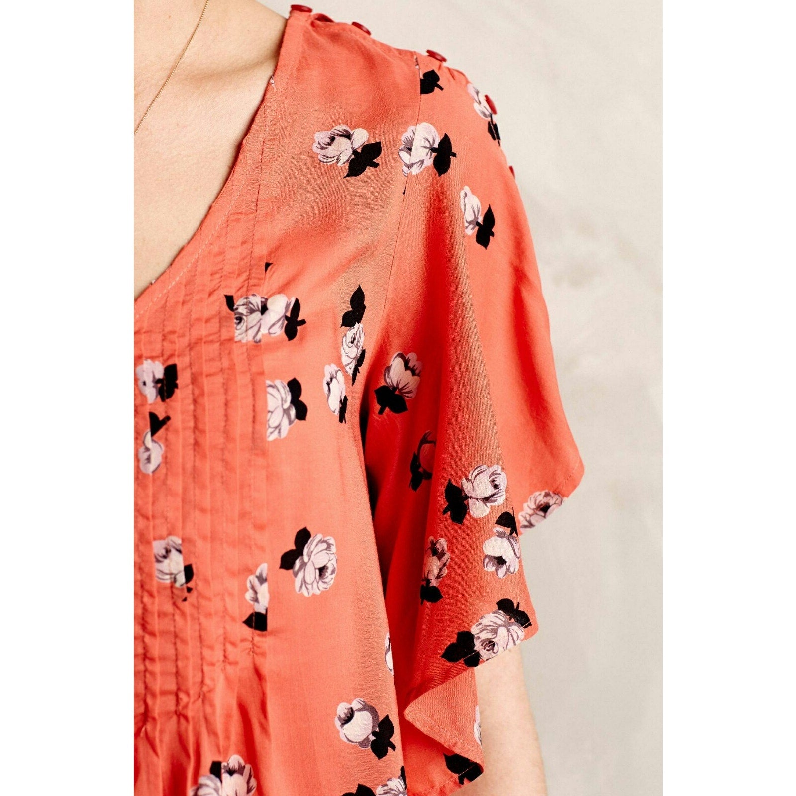 NEW Anthropologie Maeve Women's Orange Fluttered Maya Blouse Size 6